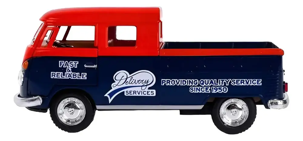 Vw Double Cab Pickup 1963 Kinsmart Escala 1:34 Delivery Azul – foto 2